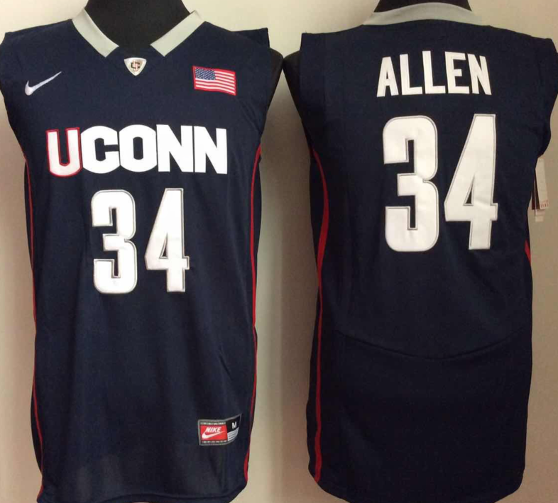 NCAA Men Uconn Huskies #34 Blue->more ncaa teams->NCAA Jersey